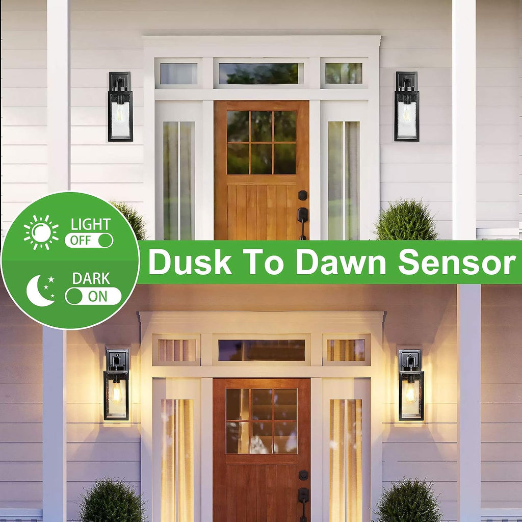 2-Pack 14'' Dusk to Dawn Outdoor Wall Light Fixtures, Exterior Lighting Fixtures Wall Mount