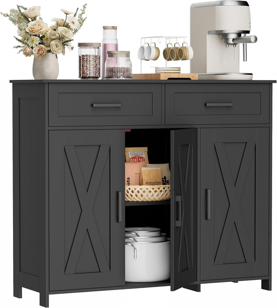 Sideboard Buffet Cabinet, Coffee Bar Storage Cabinet with Drawers and Doors