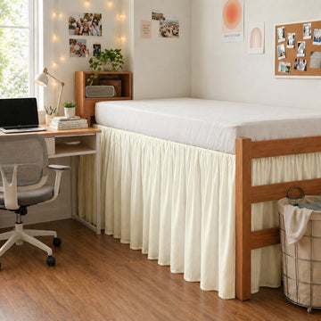 Dorm Bed Skirt Twin XL 36 Inch Drop - Ruffled Bed Skirt for College Dorm Beds | Long Drop Dust Ruffle Split Corner