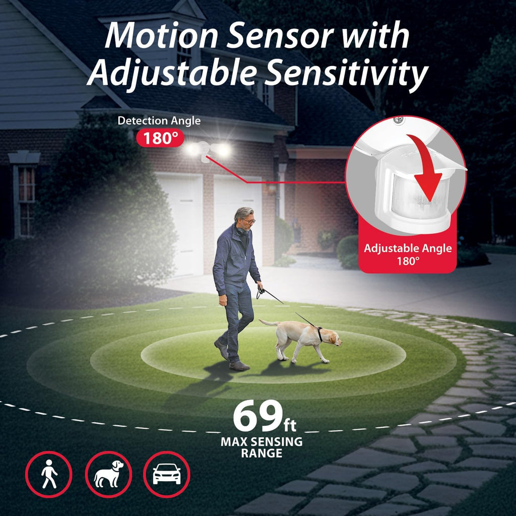LU160 Luminator Motion Sensor Outdoor Lights - Flood Light for Security - Outside Dusk to Dawn Photocell, 3000k-5000k