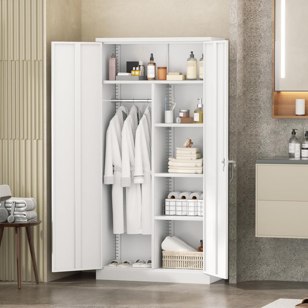 Wardrobe Cabinets with Locking Doors and Shelves, Clothing Locker 72" X 36" X 18" Storage Cabinets Room, School