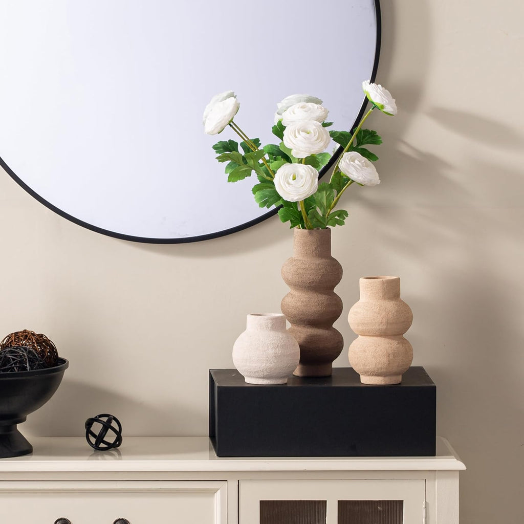 Ceramic Vase Home Table Decor - Flower Vase Set of 3