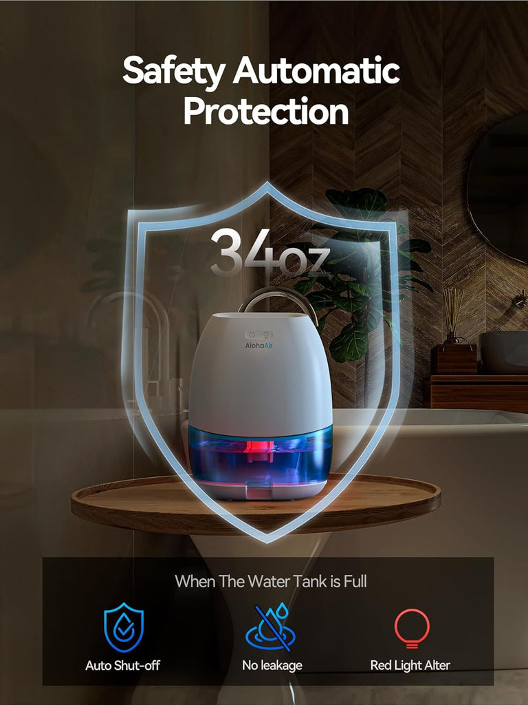 Dehumidifiers for Home, 34 oz Small Dehumidifier for Room, Quiet Dehumidifiers for Bathroom, Bedroom, RV