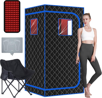 Portable Full Size Infrared Sauna for Home| One Person Spa Tent with Red Light| Personal Indoor Saunas with 660nm Red