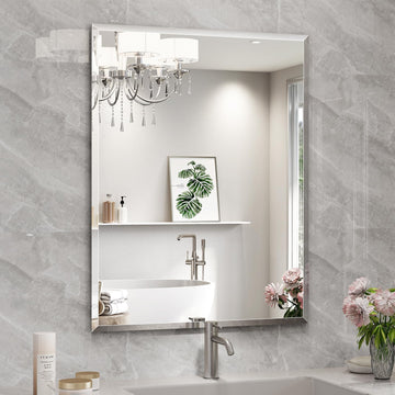 28"x36" Frameless Beveled Bathroom Mirrors for Vanity
