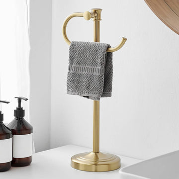 Stand Hand Towel Holder, Countertop Towel Bar, Brushed Gold