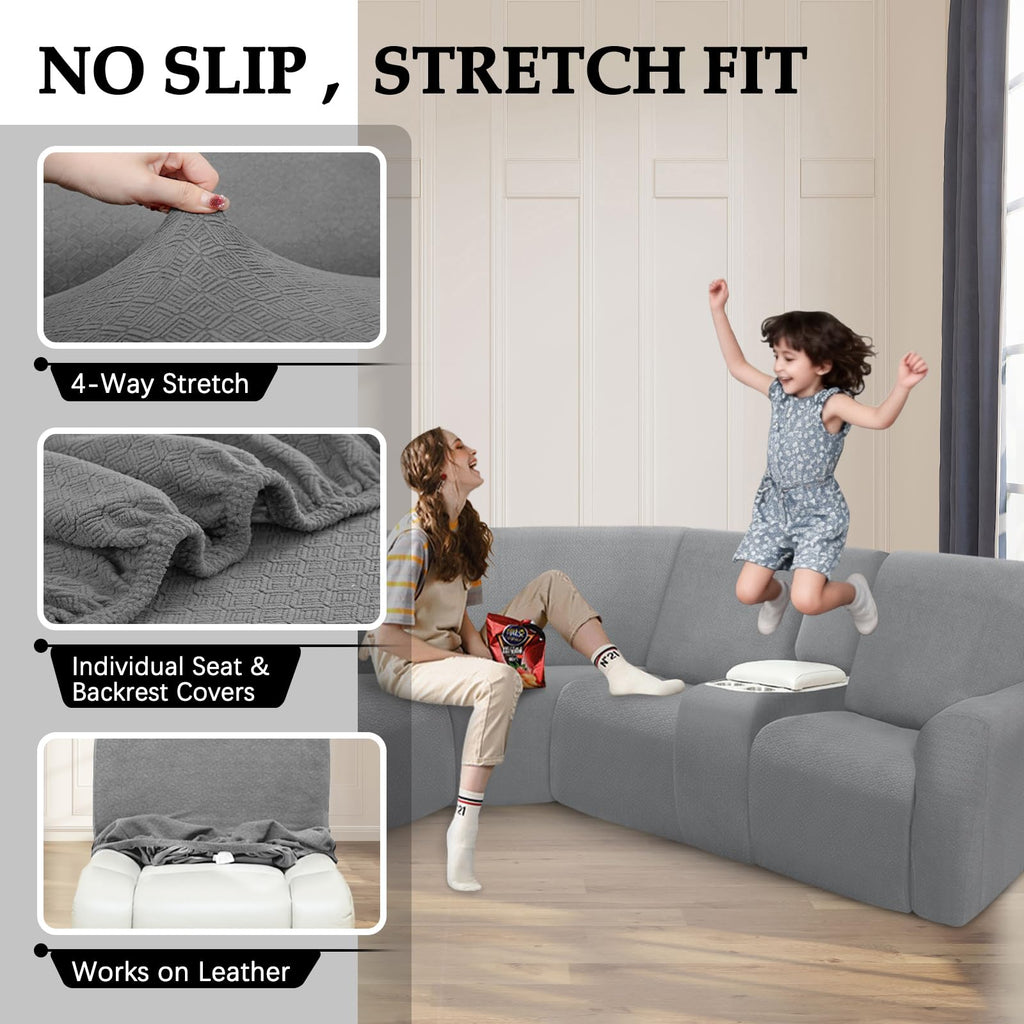 Reclining Sectional Couch Covers Waterproof L Shape Washable Recliner Sofa Cover for L Shaped Sectional Super Stretch