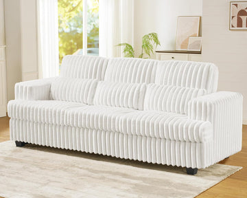 89 Inch Sofa, Modern Couch with Deep Seats, Comfy Sofa with 3 Throw Pillows, Upholstered Couch for Living Room