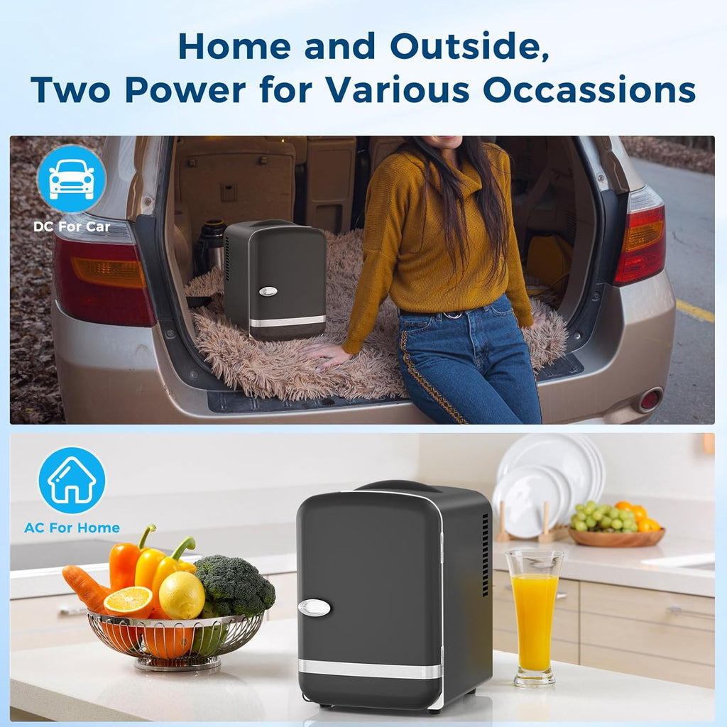 4L/6 Cans Compact Refrigerator,Portable Mini Fridge Skin Care,Cooler and Warmer for Bedroom,Car,Office & Dorm, Small