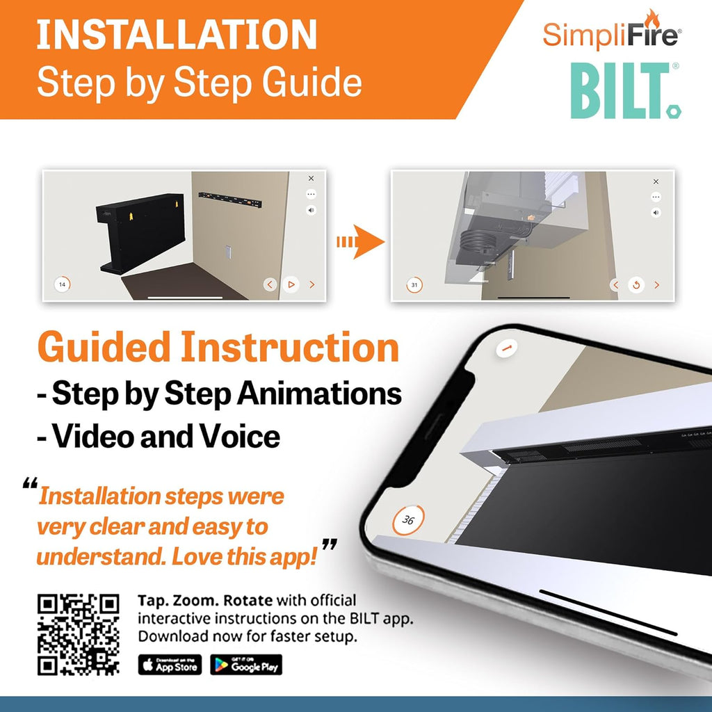 36-Inch Wall Mount Electric Fireplace with 50-Inch Floating Mantel (SF-FORMAT36-SF-FM50-WH)