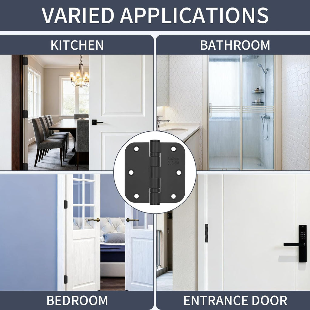 3.5" Heavy Duty Door Hinges XinSheng 304 Stainless Steel 3 Pack(Black) | Great anti-rust performance，Anti-tamper