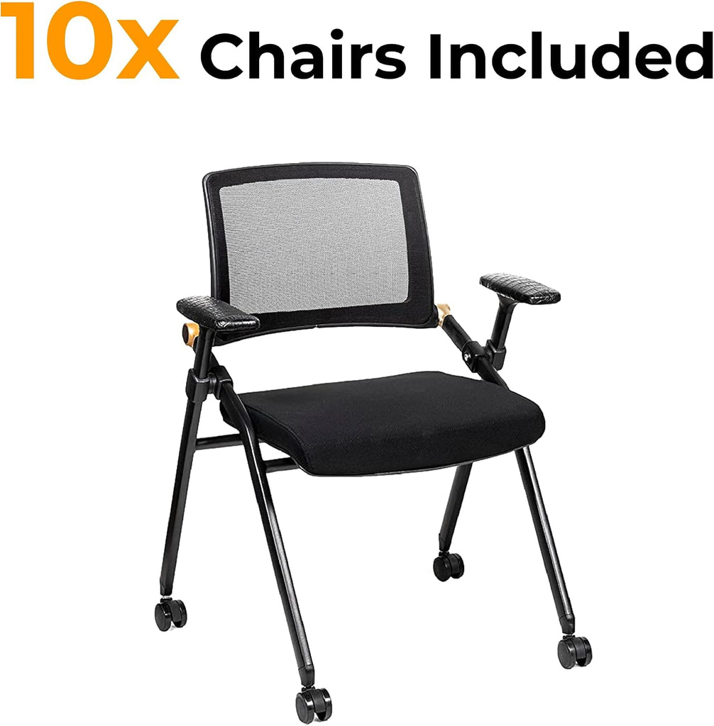 Triton Foldable Poker Table with 10 Chairs and an Additional Mat- Premium Soft-Padded Armrest, Individual Cup