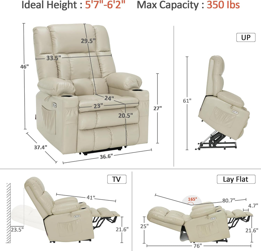 Modern Reclining Lounge Chair — White Faux Leather