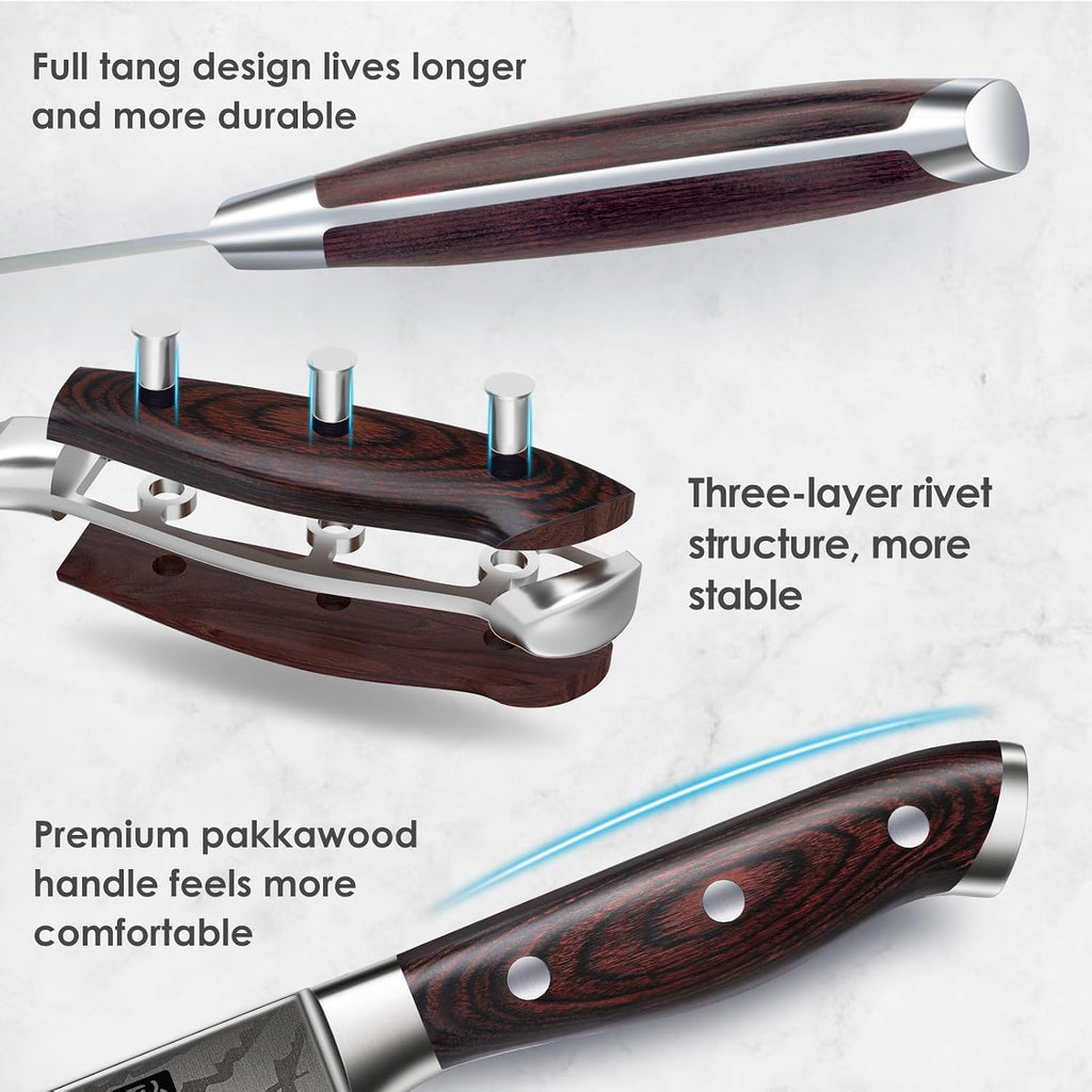 Japanese Chef Knife Set 5 PCS, High Carbon Stainless Steel | Ultra Sharp Kitchen Knives for cooking, Professional