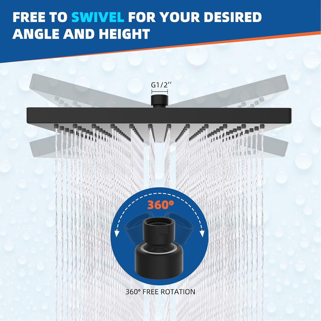 CUCPC Certified Metal Rain Shower Head, 12'' High Pressure Shower Heads