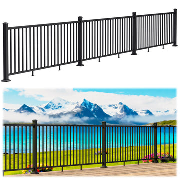 36in x 24ft Modular Aluminum Porch and Deck Railing Kit with 4 Post