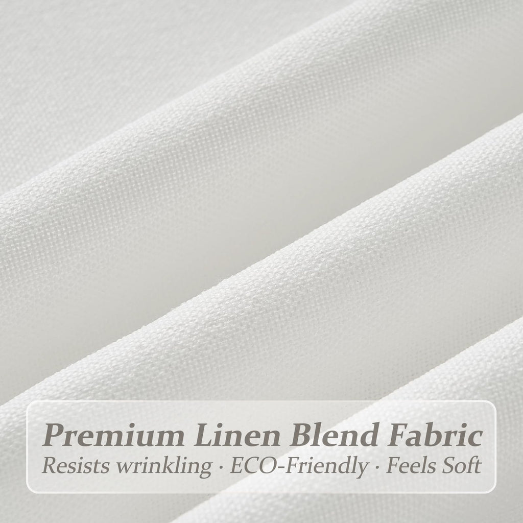 Pinch Pleat Pure White Semi Sheer Curtains 96 Inches Long, Memory Trained Thick Natural Linen Curtain Light