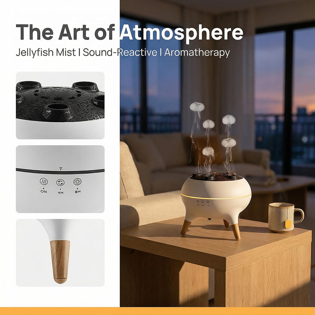 Jellyfish Essential Oil Diffuser, Music Sync Humidifier