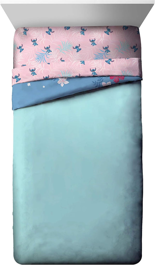 Lilo & Stitch Paradise Dream Comforter & Sham Set - Super Soft Kids Reversible Bedding - Fade Resistant