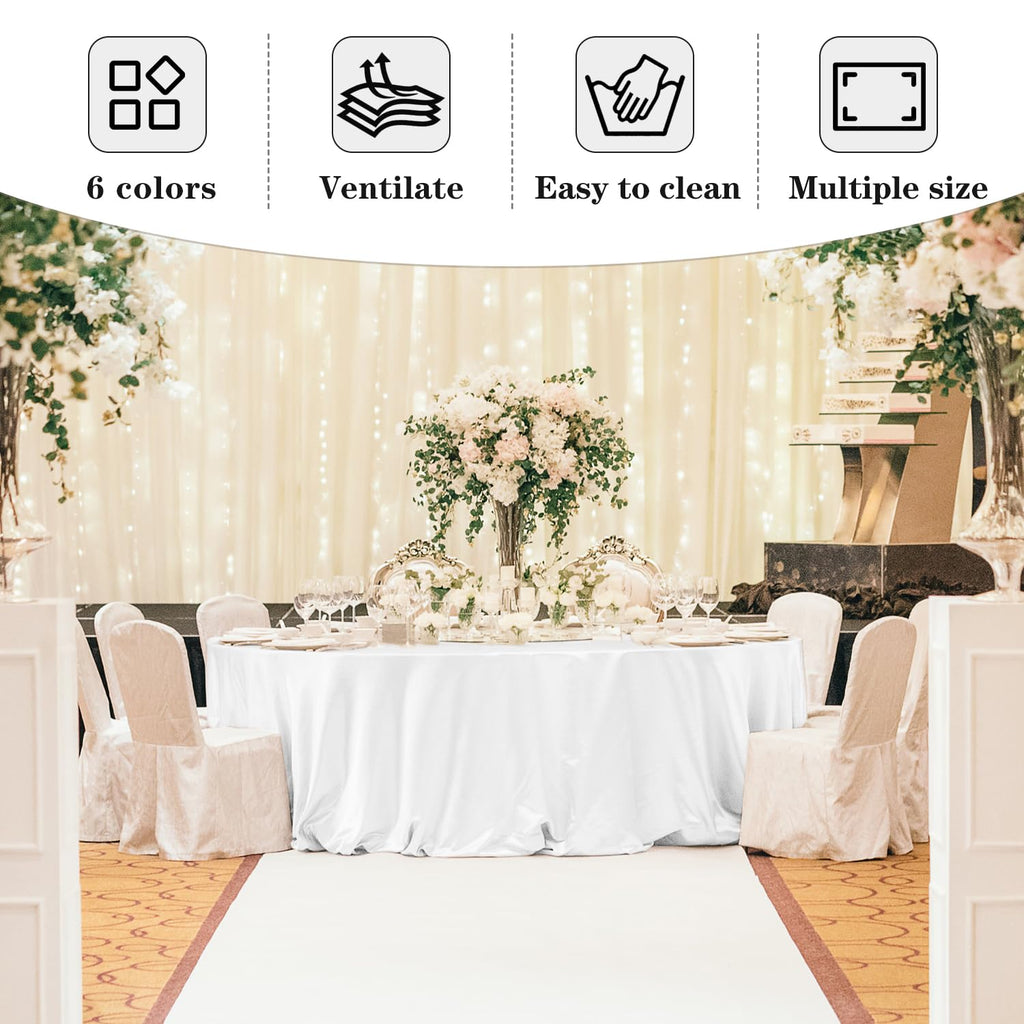 6 Pack White Round Tablecloths 108 Inch for 36"-84" Tables