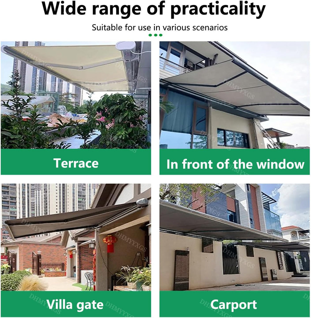 Electric Retractable Patio Awning - Motorized Sunshade Shelter, Waterproof & UV-Resistant Canopy for Deck, Balcony