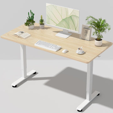 55 Inch Large Electric Standing Desk, Gaming Table, Nature | Height Adjustable Sit Stand Up Computer Tables , Study