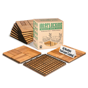 Pack of 10 Patio Flooring Tiles Outdoor Deck Tiles 12"x12" - Interlocking Patio Deck Tiles, Waterproof Patio Tiles