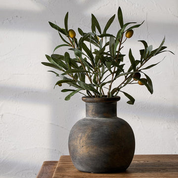 Ceramic Rustic Farmhouse Vase | 6 Inch Pottery Decorative Flower | Boho | Terracotta Vase