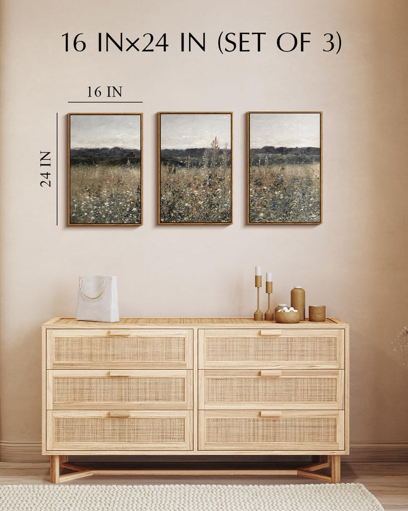 Oversized Vintage Landscape Art Bedroom,3Pcs, Extra Large French Country Paintings Wall Decor , Rustic Farmhouse