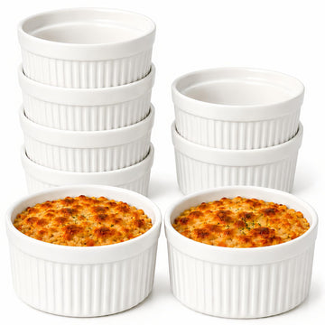 12 oz Oven Safe, 8 Pack Creme Brulee Ramekin Baking Dishes