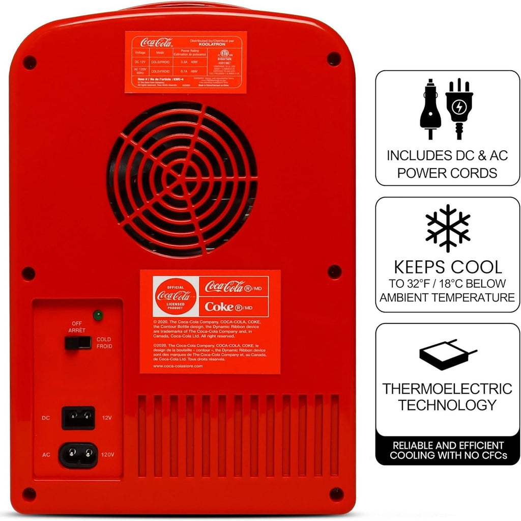 Mini Fridge for Bedroom Cosmatic Office 4L Small Refrigerator 6 Can Mini Dorm Fridge Portable Cooler 12V DC 110V AC