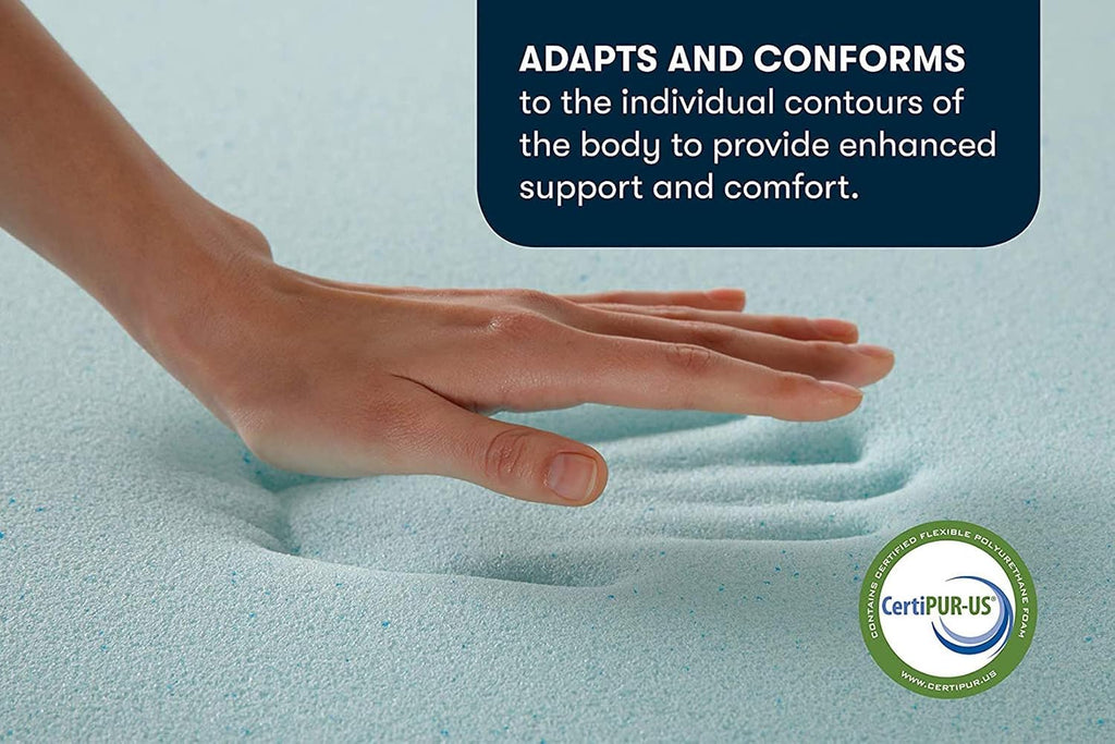 ThermaGel Cooling, Pressure-Relieving Memory Foam Mattress Topper, 2 Inch, Queen,Blue