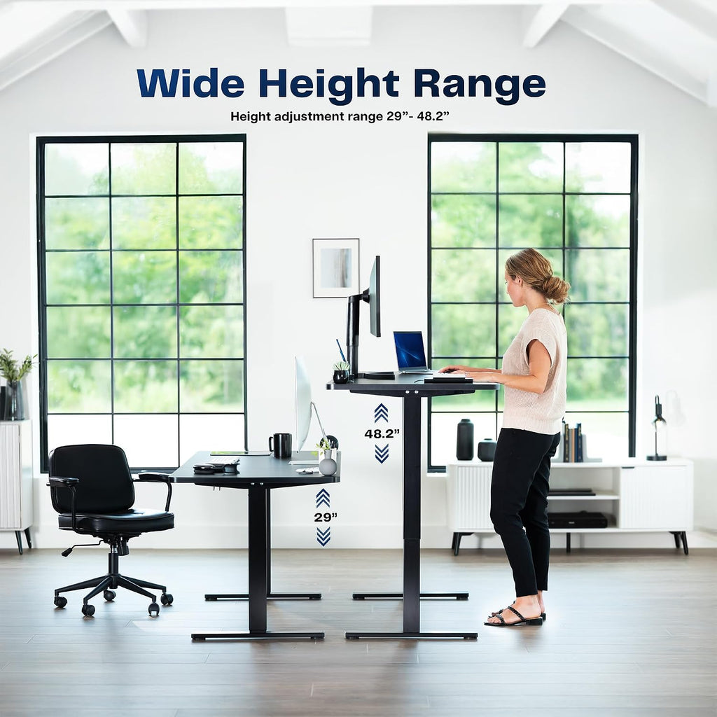 Black 55 x 28 in Standing Desk, DESK-KIT-1B55B | Electric, Holds 220 lbs, Sit Stand, Height Adjustable, Solid