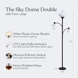 Sky Dome Double LED Floor Lamp, Torchiere Super Bright Floor Lamp with 2 Reading Lamps & Offices