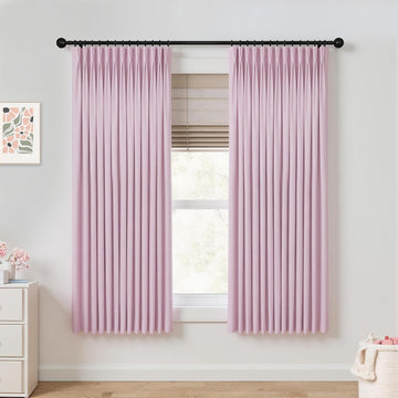 Warm Beige Blackout Thermal Curtains for Summer 72 Inches Long, Farmhouse Country Sun Blocking Linen 100% Black Out
