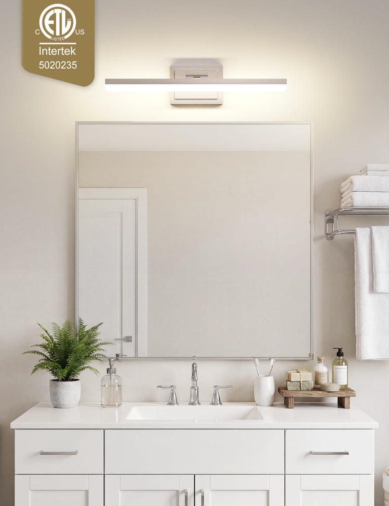 Modern Bathroom Vanity Light 24 inch, Rotatable, 24W Dimmable 5CCT Led Bathroom Light Fixture Over Mirror, Brushed
