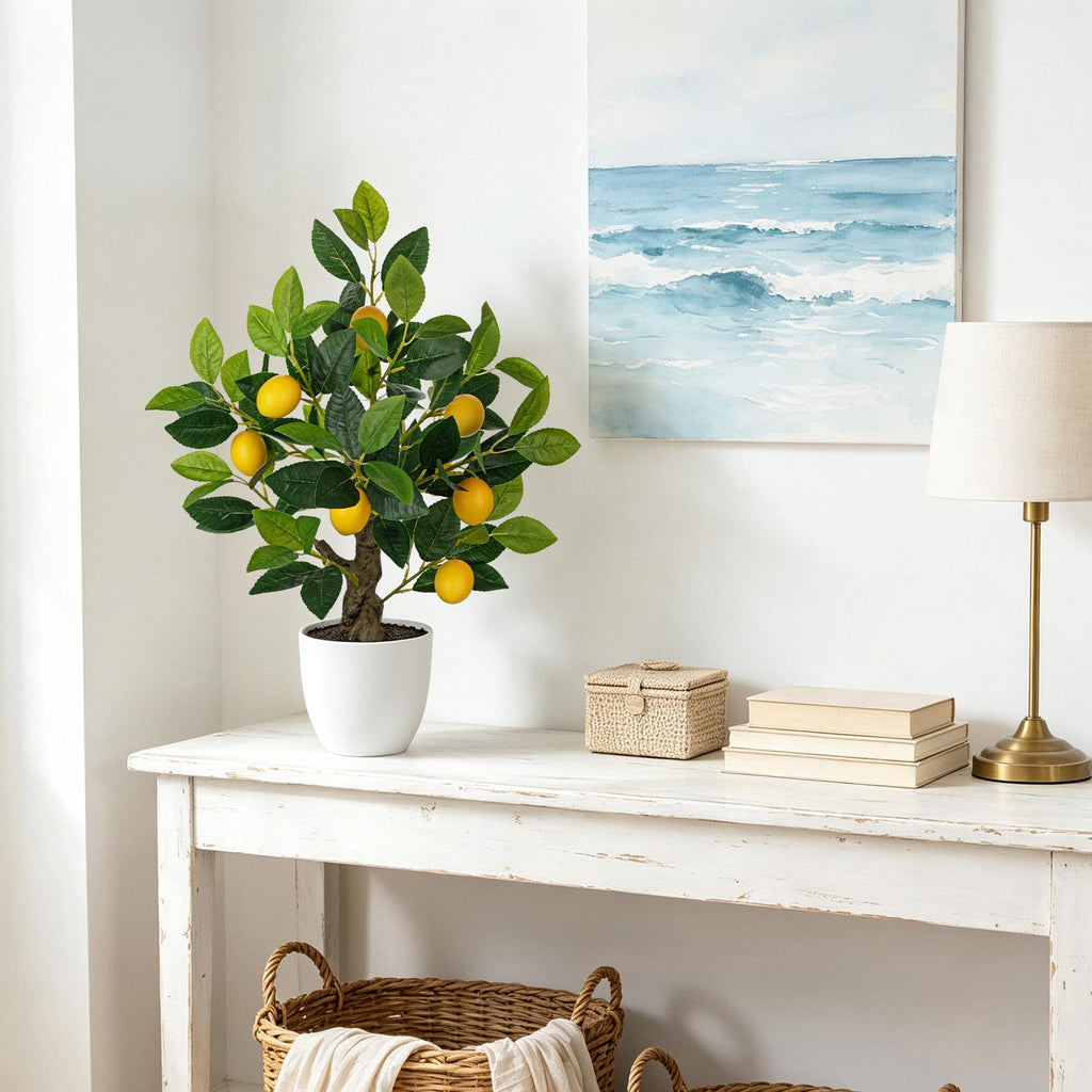 2Ft Fake Lemon Tree Artificial Lemons Tree in Pot Artificial Potted Plants