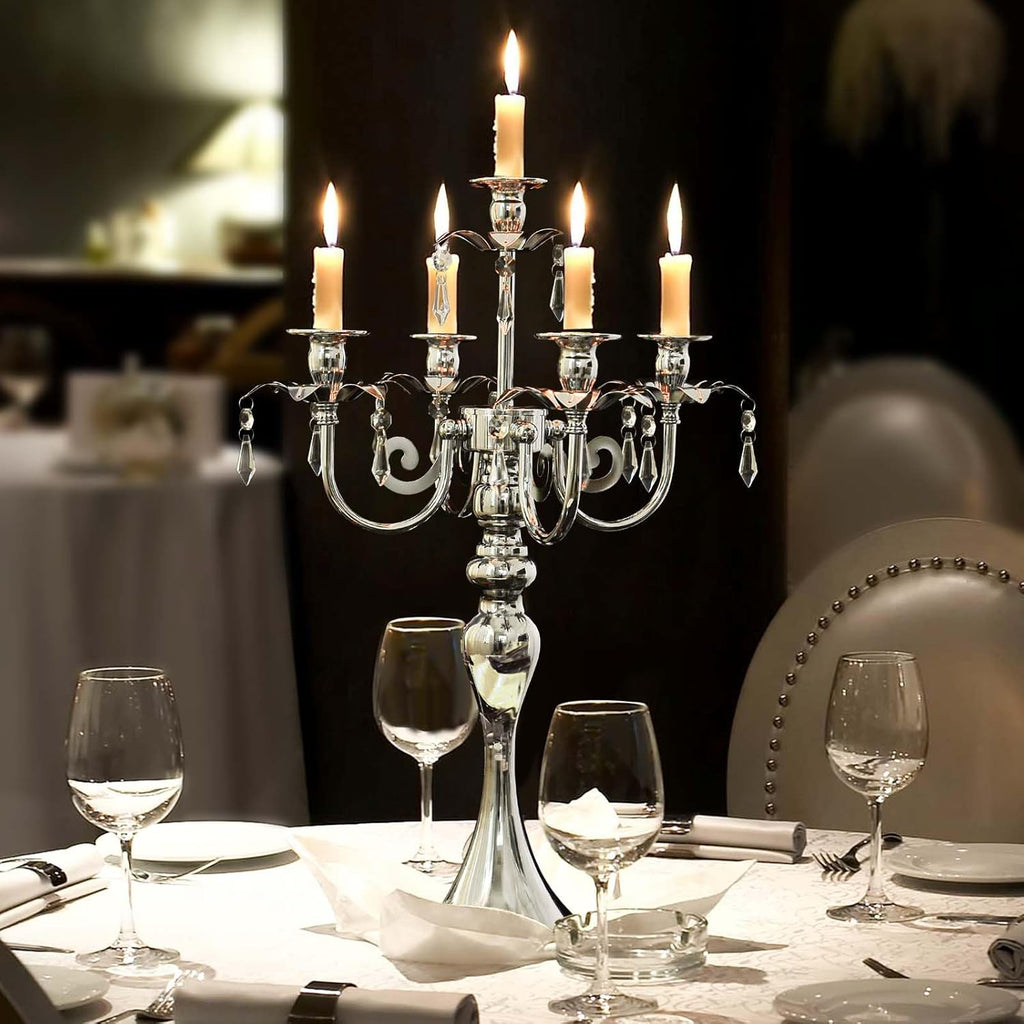 20.3'' Tall 5 Arm Candle Holder Centerpiece for Table, Metal Candelabra Candle Holder, Retro Candlestick Table