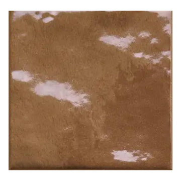Warm Brown Glossy Porcelain Subway Zellige Look Tile - 4x4 Inches Wall and Floor, Backsplash, Shower, Fireplace