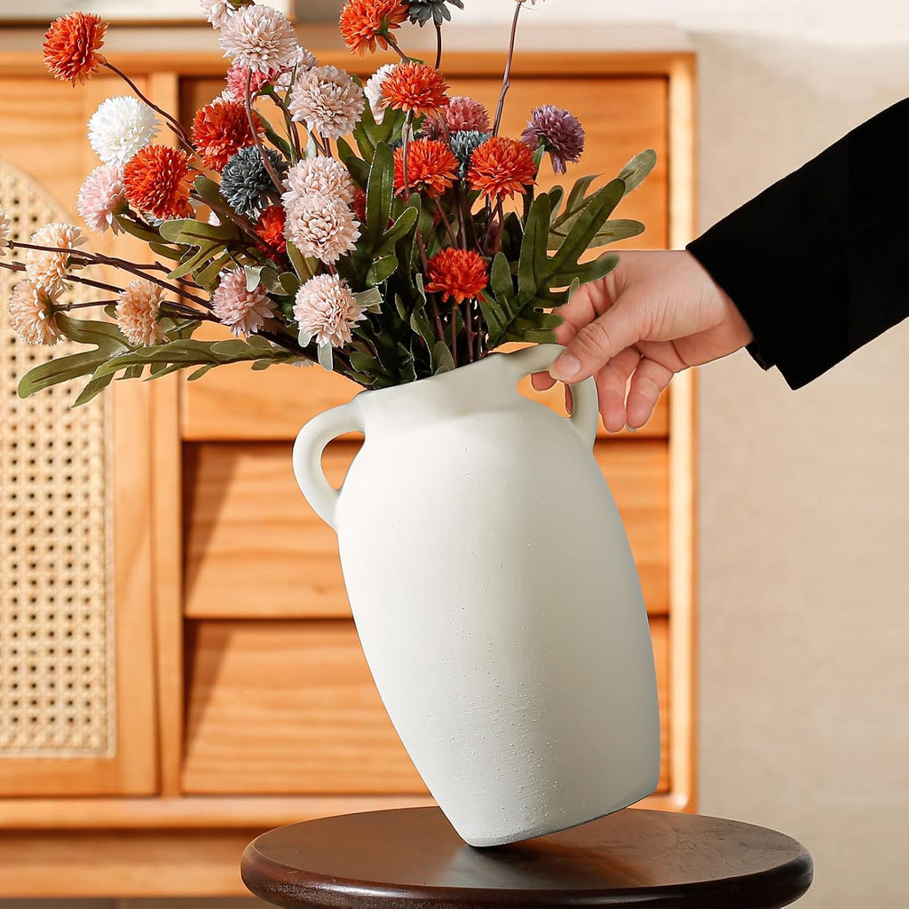 White Ceramic Vase-Boho Decorative Vase,Terracotta Tall Vases Decorative Pottery are Suitable