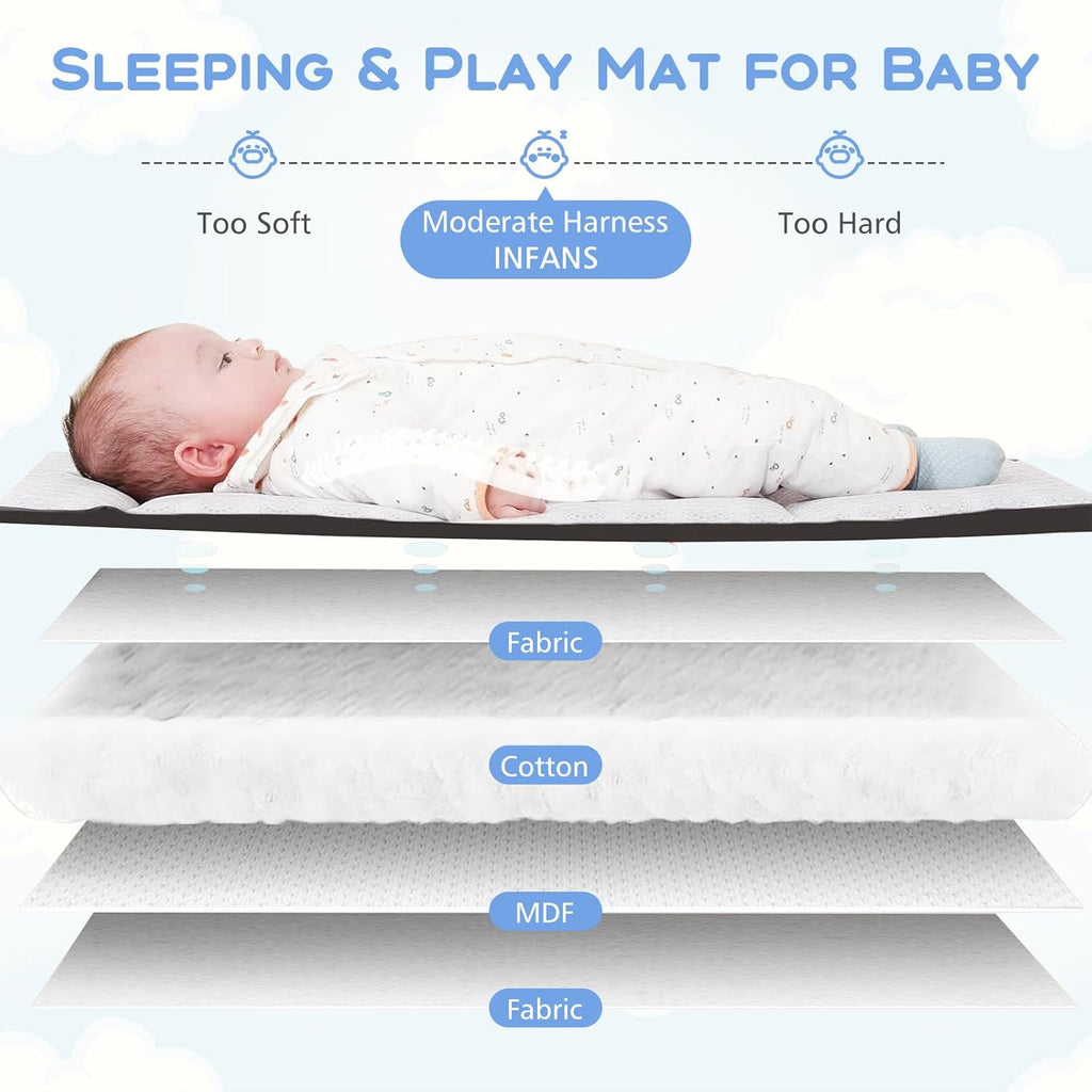 Pack and Play, 5 in 1 Baby Bedside Sleeper with Bassinet, Diaper Changer, Mattress, Carry Bag, Music Box Hanging