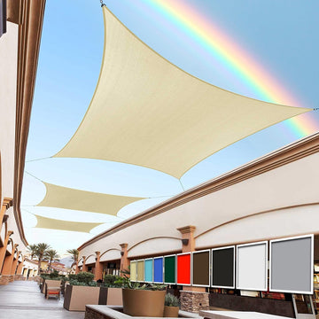 14' x 20' Beige Rectangle Sun Shade Sail Canopy Outdoor Patio Fabric Screen Awning RTAPR1420 - UPF50+ 95% UV