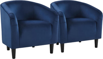 Velvet Accent Chair Set of 2, Barrel Chair , Modern Club Chair with Soft Padded Seat and Sturdy Legs Waiting Room