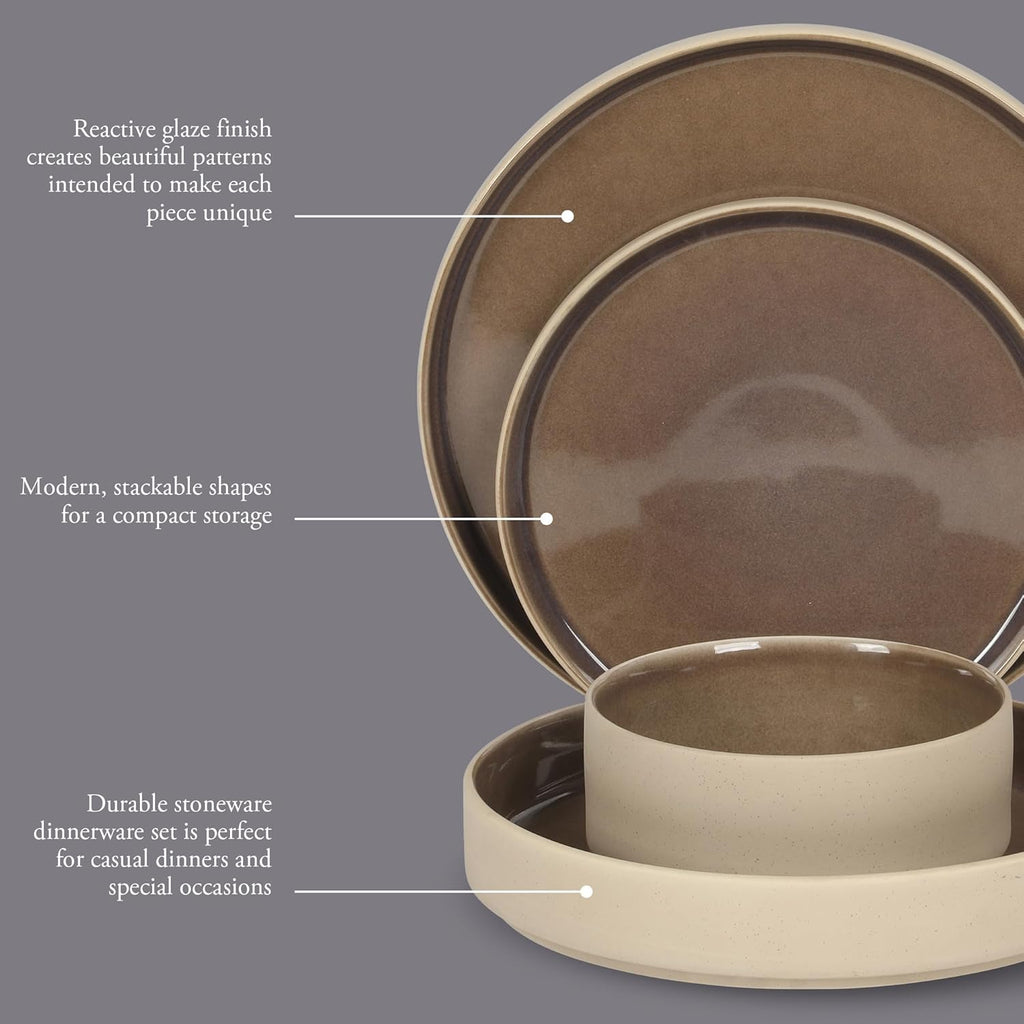 Liberty Bay 16-Piece Pottery Clay Stoneware Dinnerware Set
