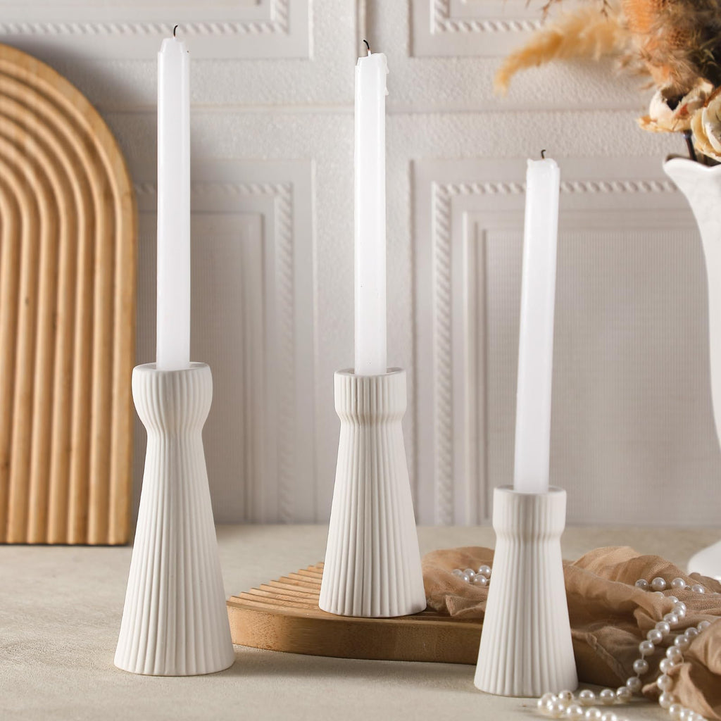 6 Pcs White Taper Candle Holder Candlesticks, Ceramic Candle Stick