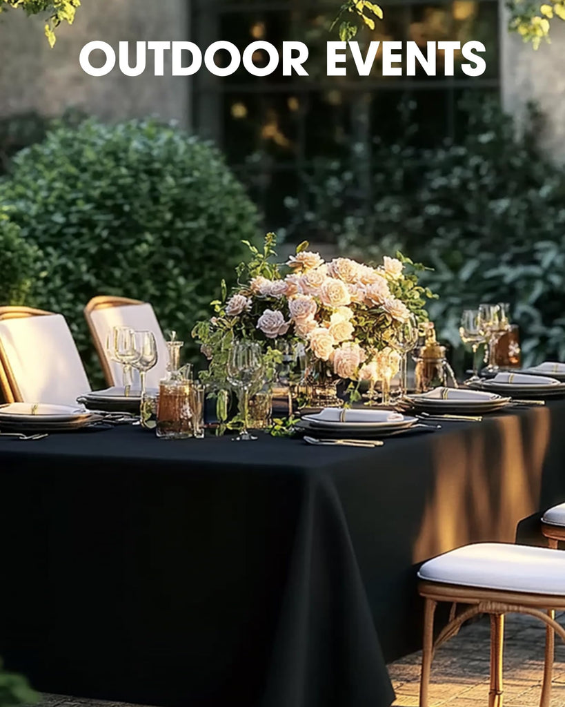 Polyester Tablecloth 60" x 102" Reusable Washable 2 Pack Black