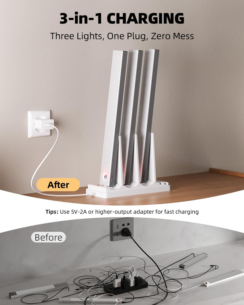 13inch Under Cabinet Lighting with Charging Station, 3200mAh Rechargeable Wireless Motion Sensor Lights, 96 LEDs, 3
