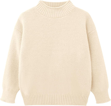 ‌Girls Crew Neck Sweaters, Cozy Knit Pullover Long Sleeve Tops for Fall Winter, Trendy Soft Teen Kids Sweater