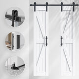 36in x 84in (Double 18in×84in Door) Barn Door with 6.6FT Sliding Door Hardware & Handle Included,DIY