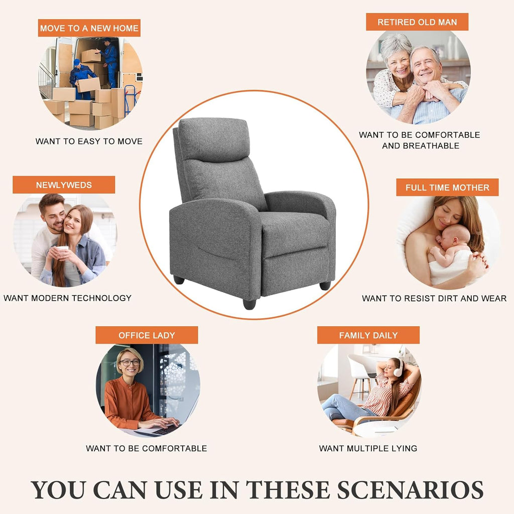 Massage Recliner Chair for Adults, Adjustable Home Theater Seating with Lumbar Support for Living Room